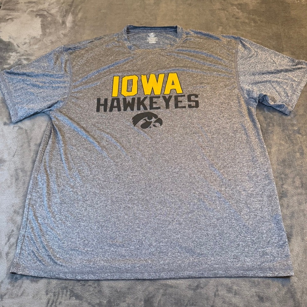 Pro Edge Iowa Hawkeyes T Shirt Mens 2XL Gray Heathered Performance Tee